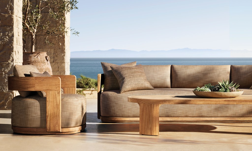 Outdoor furniture from the outdoor Rh furniture store is set to open in June 2025 in East Hampton, New York.